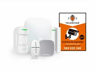 Kit de alarma Ajax con central, detector de movimiento, contacto de puerta, mando y sirena interior