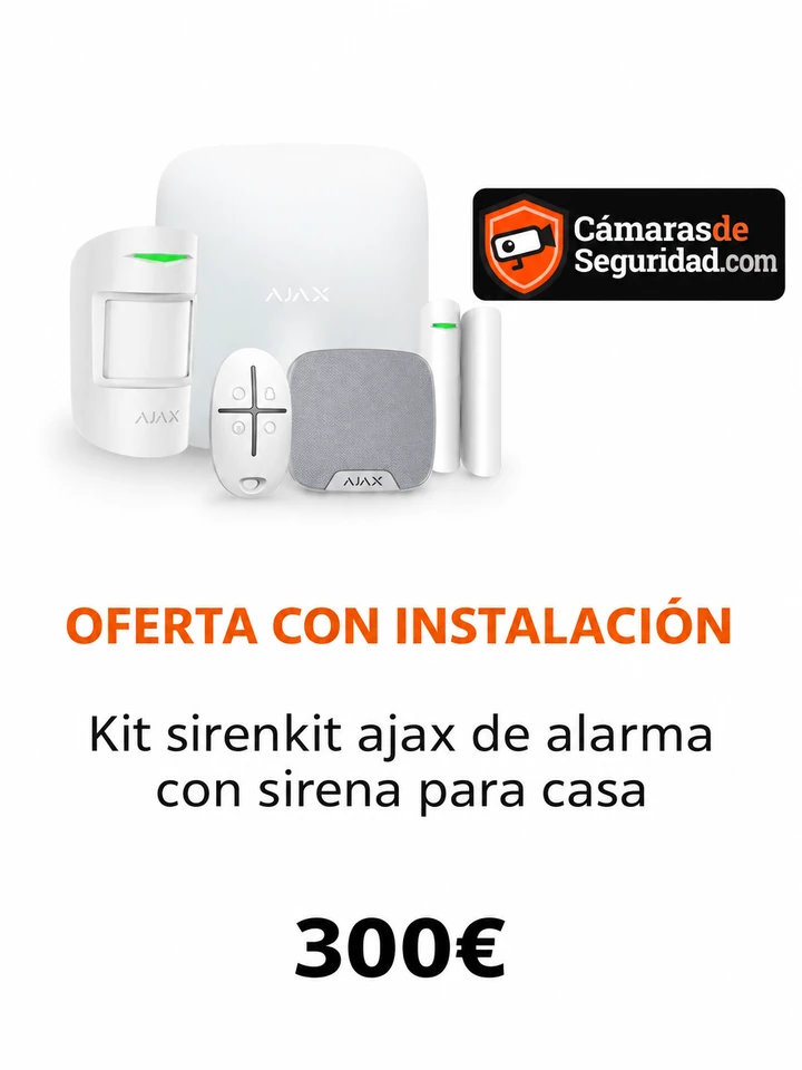 Kit de alarma Ajax con central, detector de movimiento, contacto de puerta, mando y sirena interior