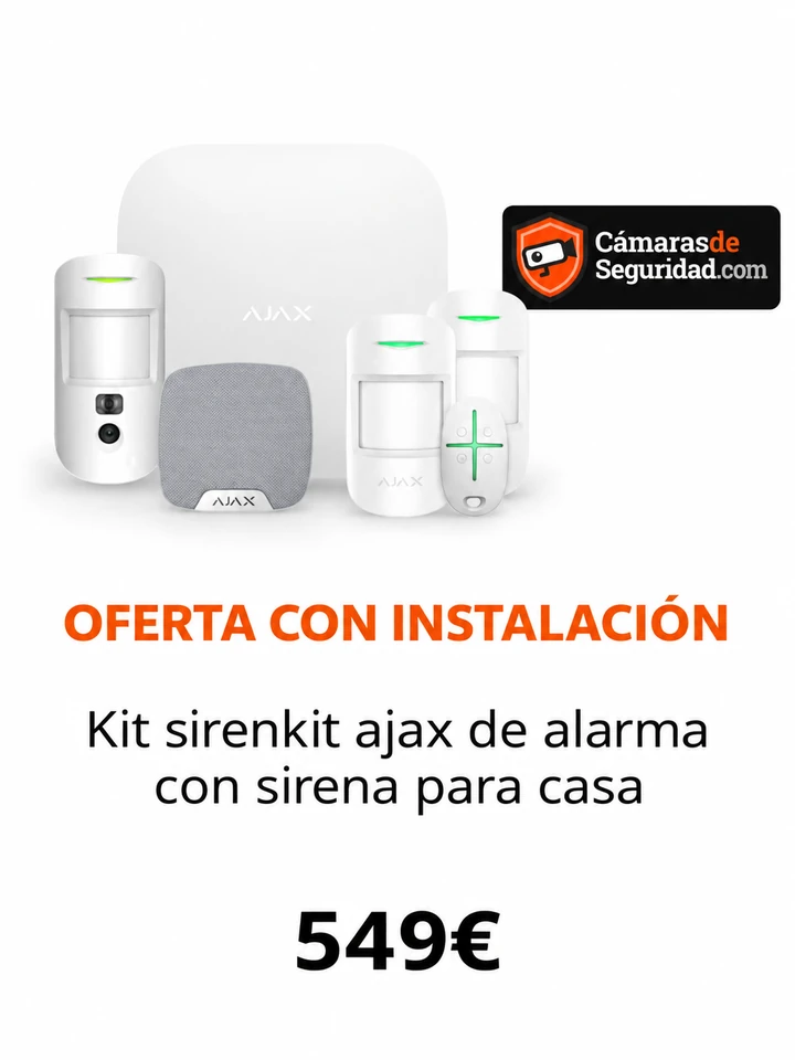 Kit de alarma Ajax con central, detector con cámara, dos detectores de movimiento, mando y sirena interior